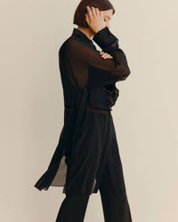 Lafayette 148 Convertible Tuxedo Tunic Vest Blouse in black - women's blouse - alternate view