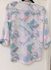 Fdj - Women's 3/4 Tab Sleeve And V-neckline Blouse