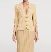 Balmain - Fringed Sleeve V Neck Cardigan