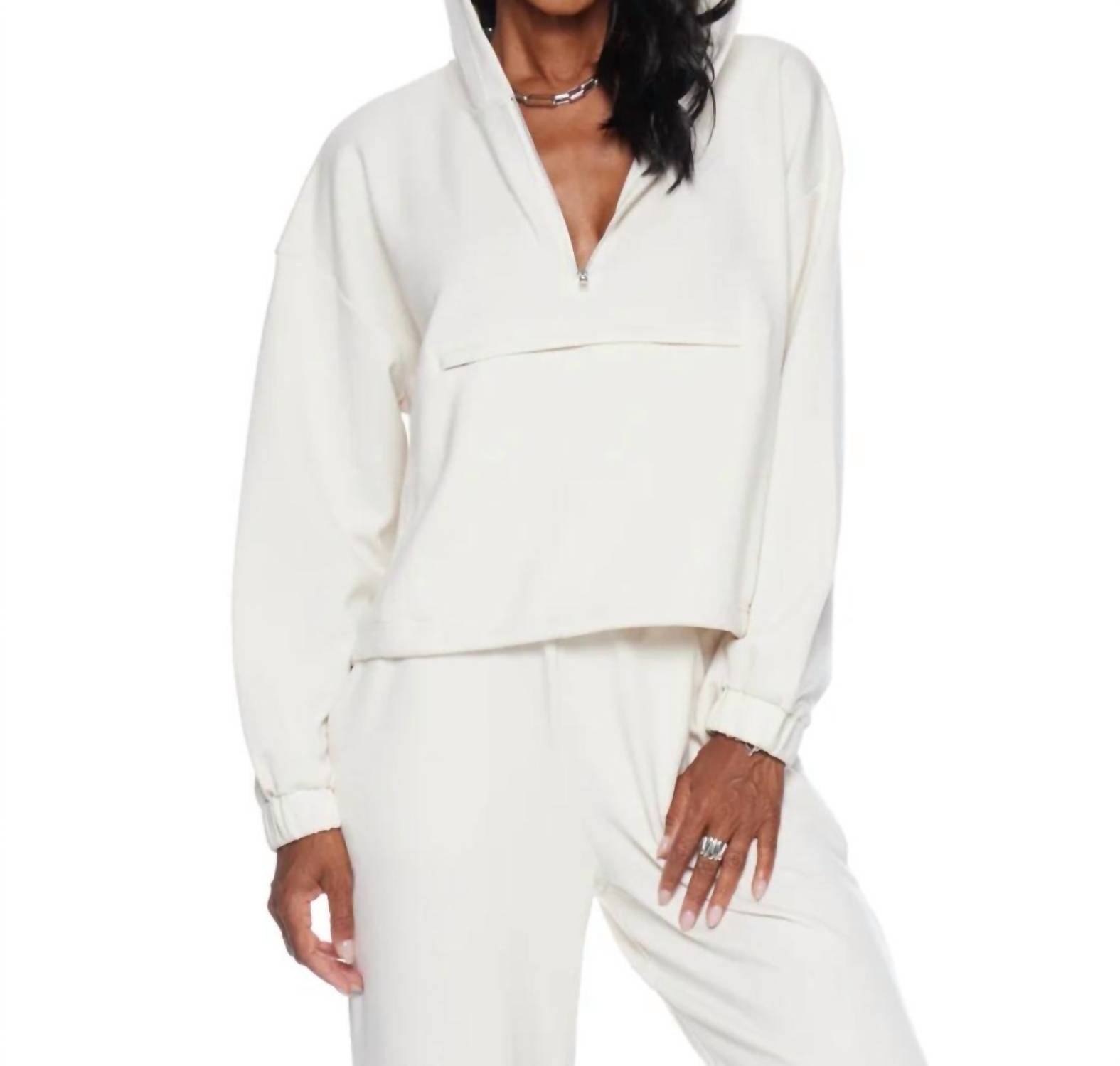 WithBlack Slalba Hooded Zip Sweatshirt in cream - women's top