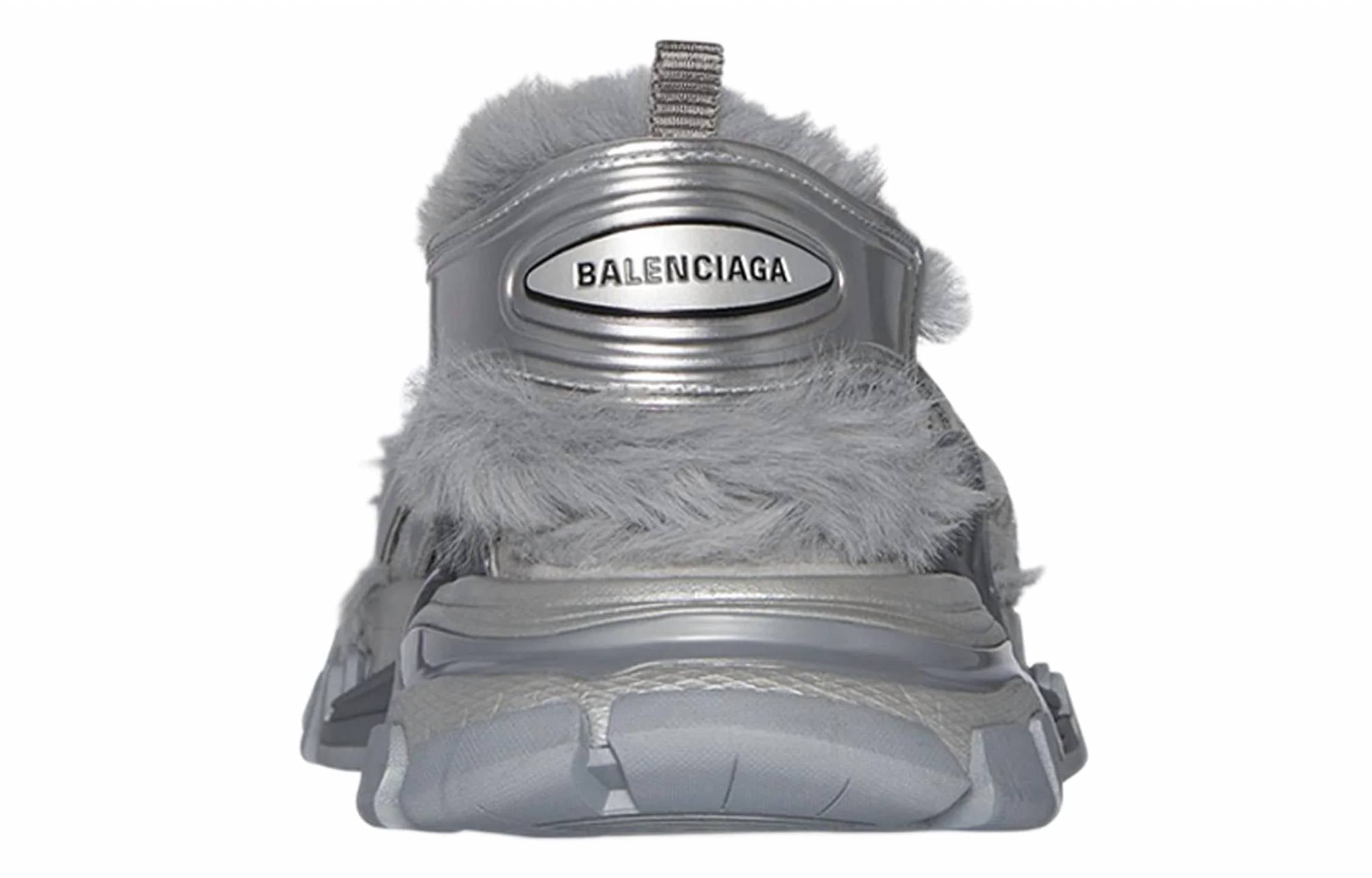 Balenciaga - Women's Faux Fur Rubber Mesh Track Sandal