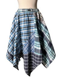 Mint ReWorks Women's Carter Upcycled Men's Shirting Hankerchief Midi Skirt in black - women's skirt - alternate view