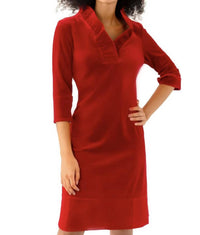 GRETCHEN SCOTT Ruffneck Mini Dress in silky velvet red 1 - women's dress