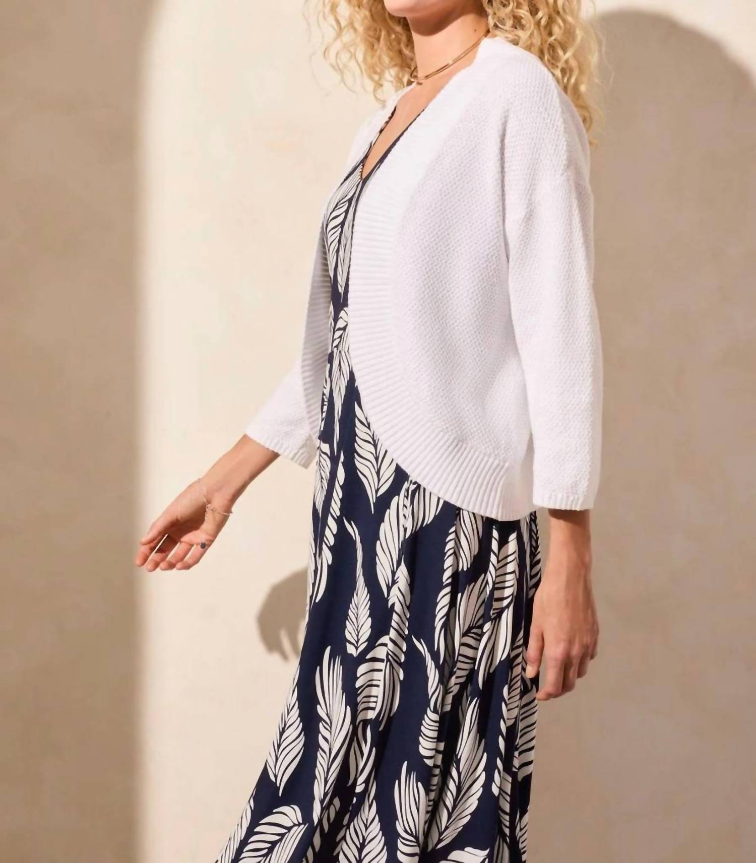Tribal - Curved-hem Cocoon Cardigan
