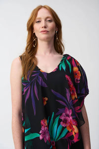 Joseph Ribkoff - Tropical Chiffon Overlay Jumpsuit