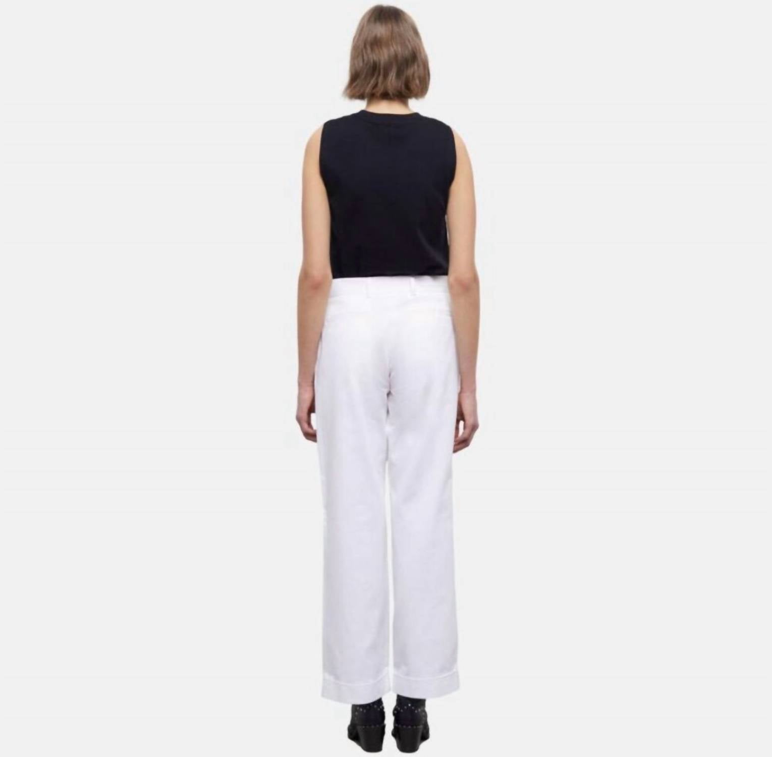 THE KOOPLES Elegant Wide Leg Pleated Trousers in white - women's pants - detail view