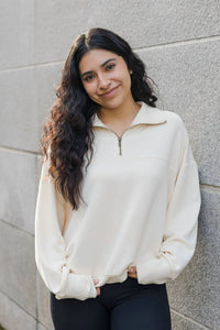 Kimberly C - Catching Flights Super Soft Scuba Oversized Half Zip Top
