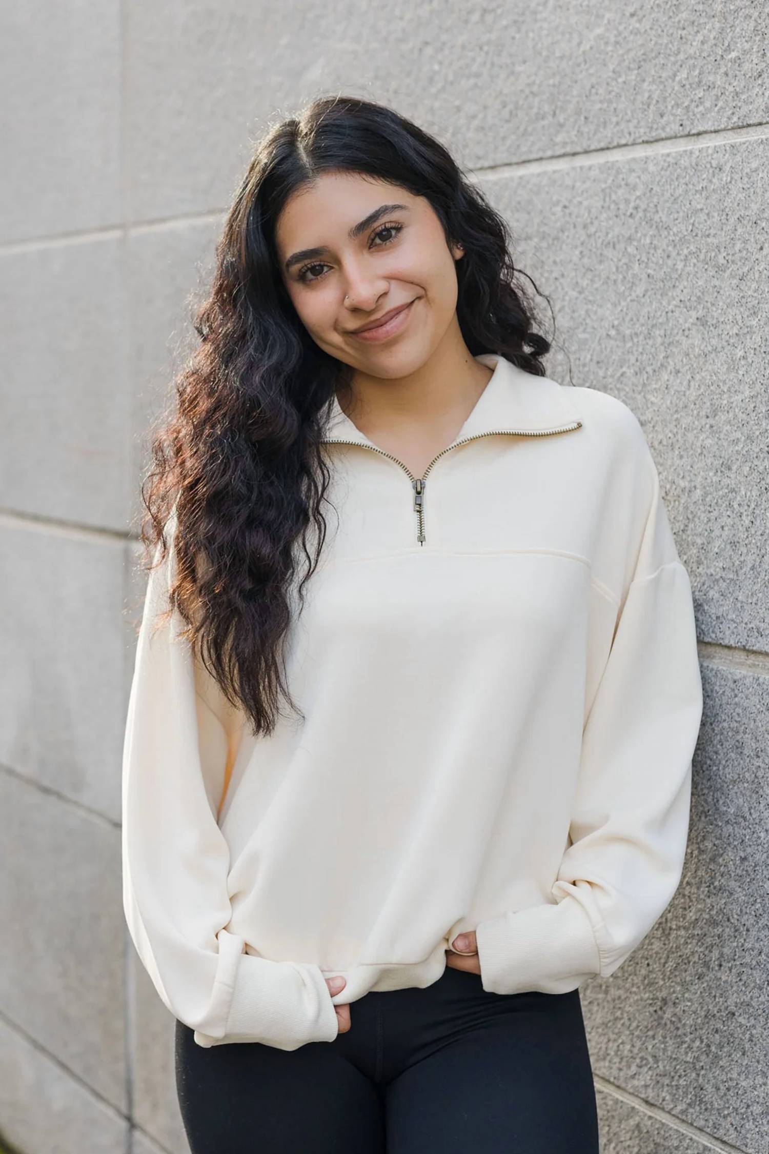 Kimberly C - Catching Flights Super Soft Scuba Oversized Half Zip Top
