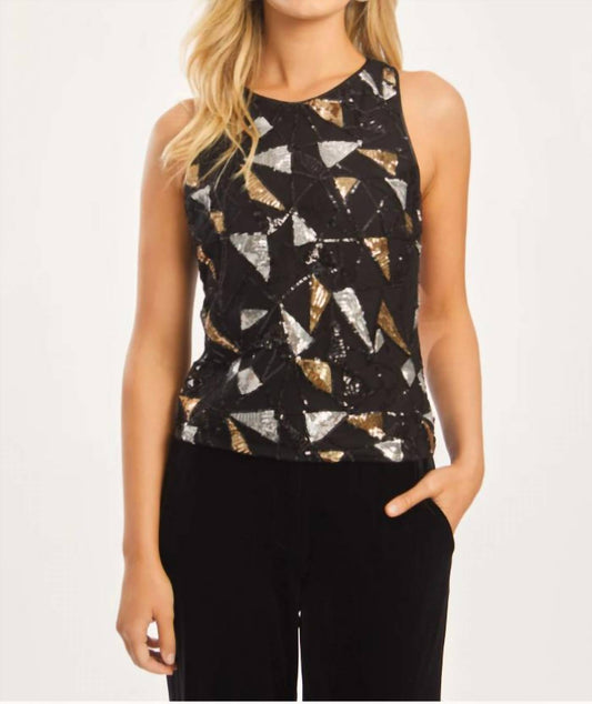Caballero - Felice Precious Metal Geo Sequin Top