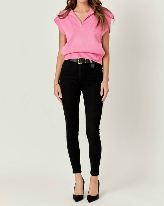 English Factory - Zip Mock Neck Knit Sweater Vest