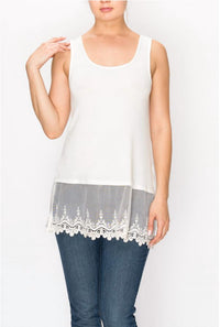 Origami - Embroidered Lace Extender Tank