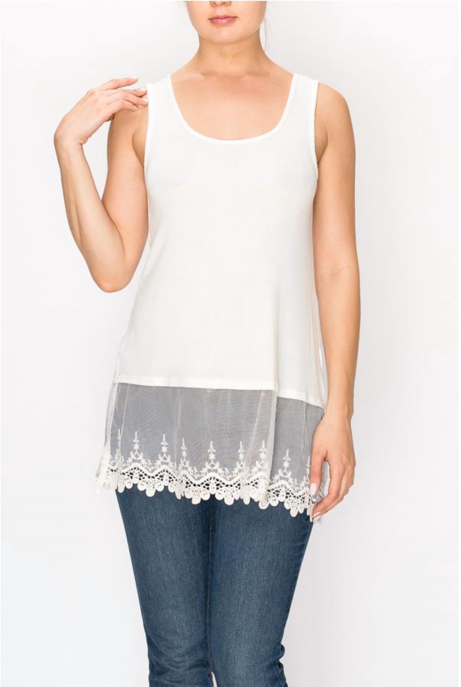 Origami - Embroidered Lace Extender Tank