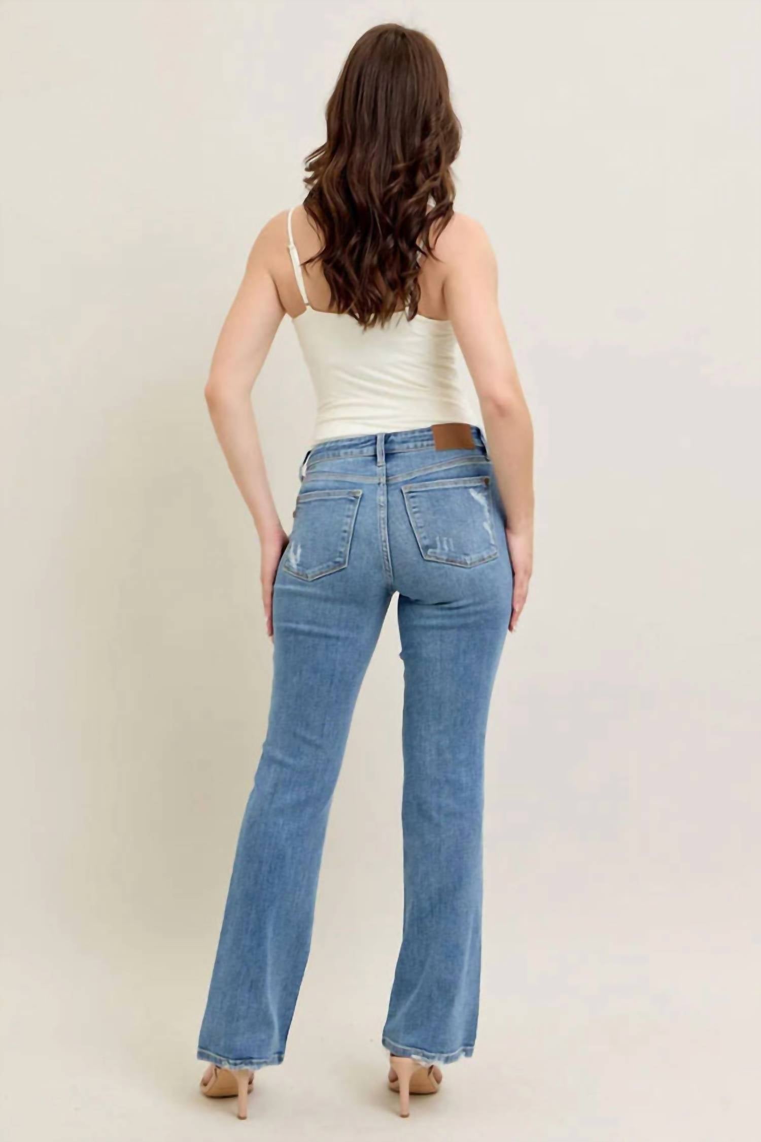 Judy Blue - Mid-rise Vintage Wash Boot Cut Jeans