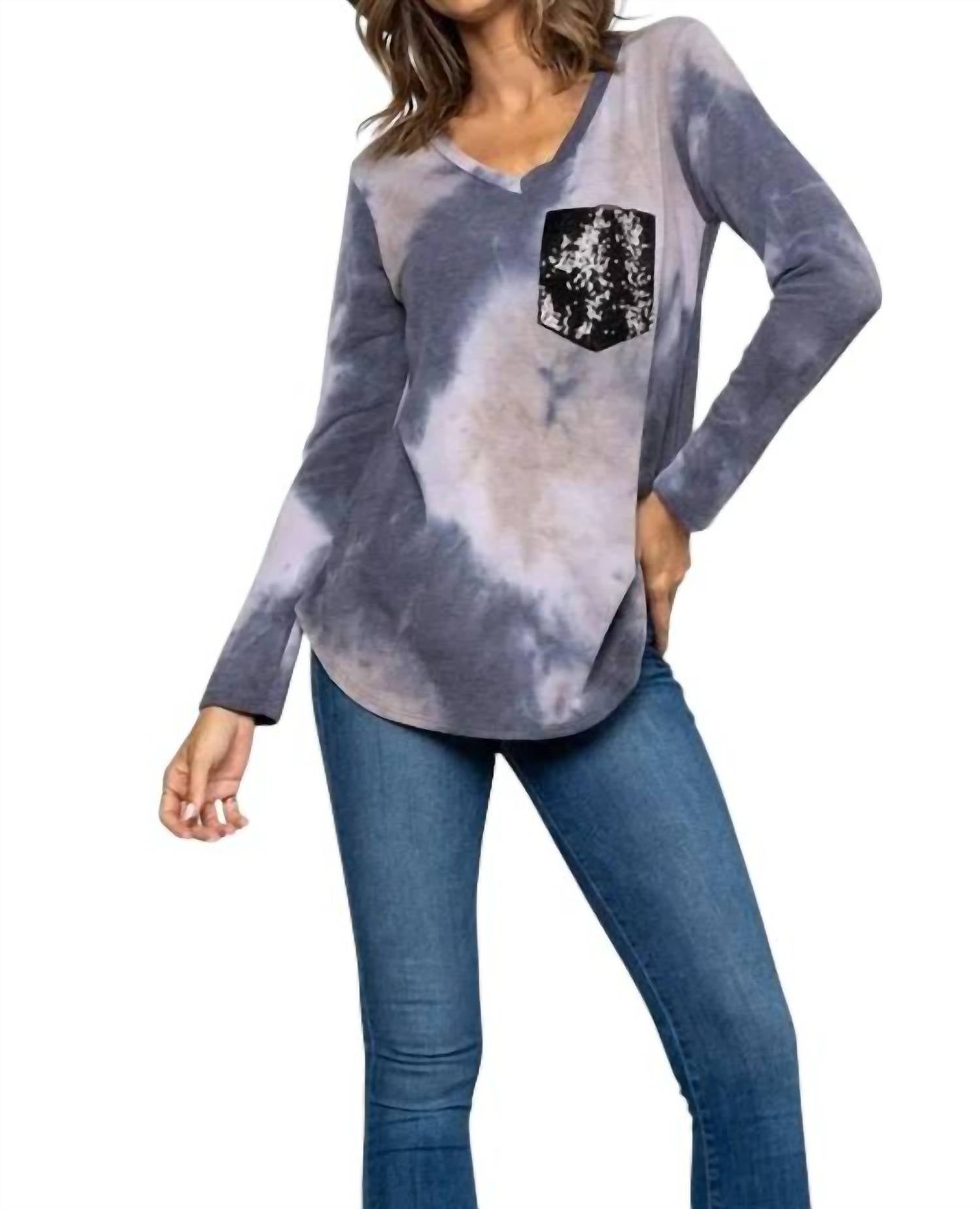 Heimish Usa - Tie Dye Vneck Long Sleeve Top