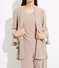 Joseph Ribkoff Sequin Accent Two Piece Set in beige 1 - women's cardigan