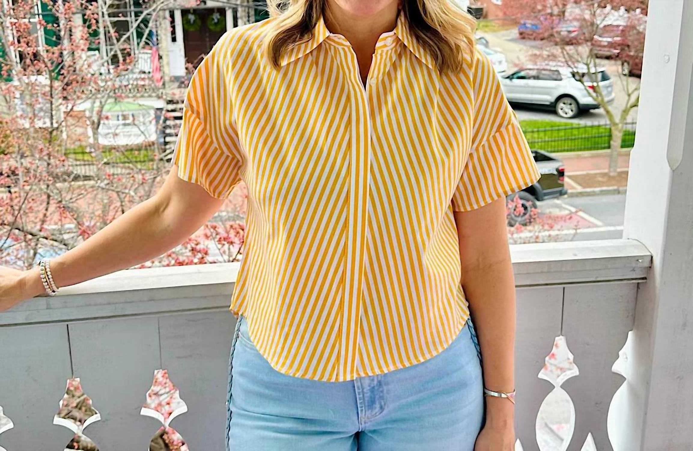 Dolce Cabo - Poplin Stripe High Low Top