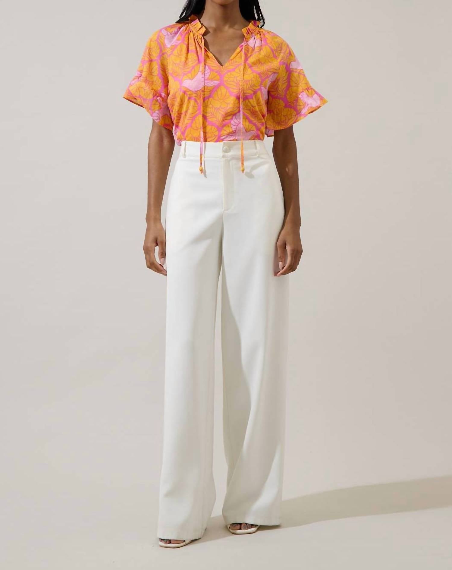 Sugarlips - Jaidy Floral Erie Split Neck Top