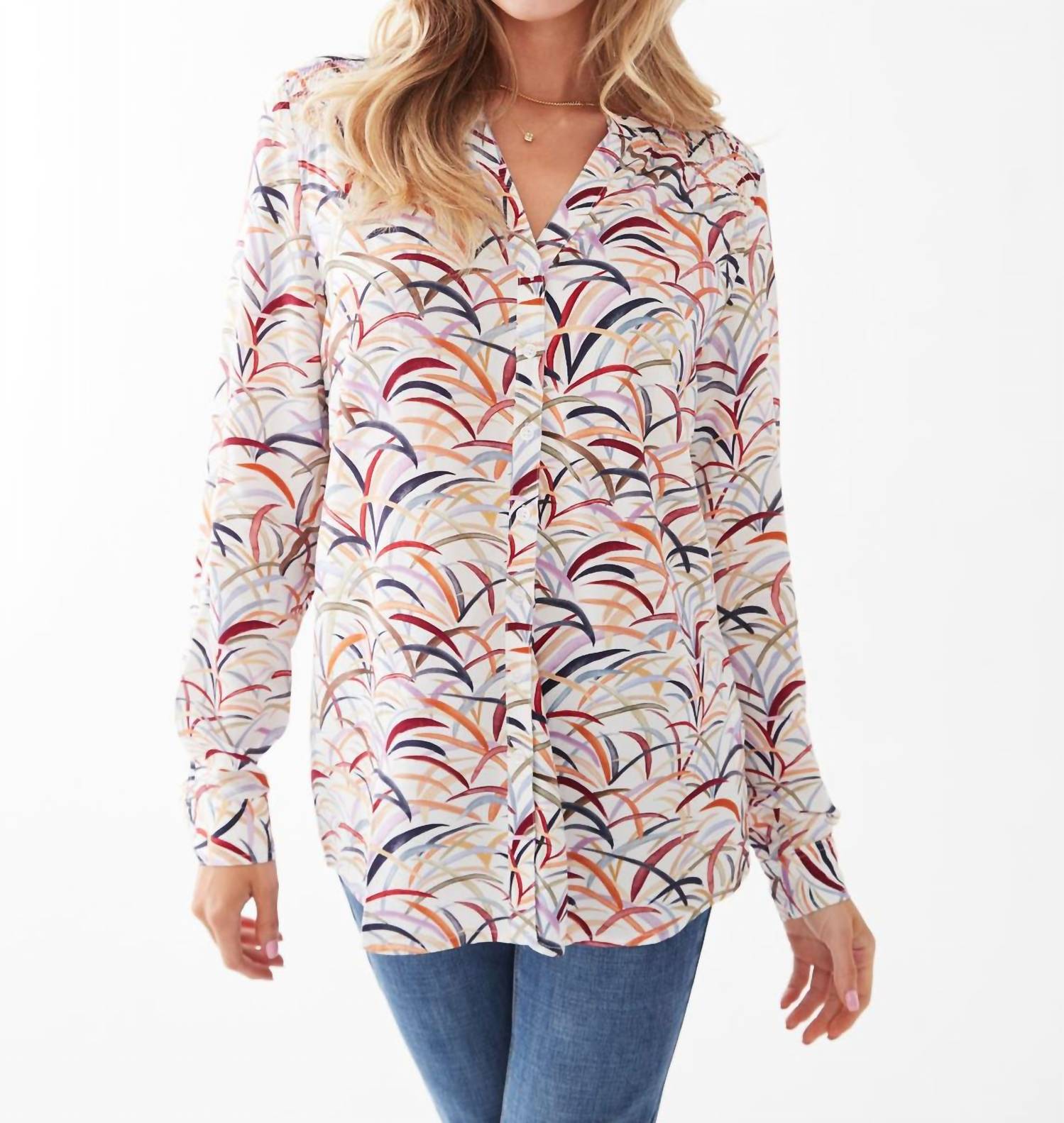 Fdj - Casey Roll Up Sleeve Shirt With Smocking Detail