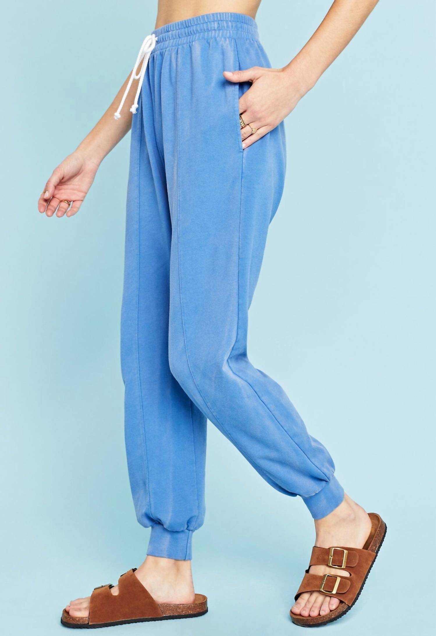 PROJECT SOCIAL T Sana Washed Seamed Pant in yacht blue - women's pants - detail view