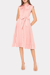 Milly - Johanna Pleated Twill Midi Dress