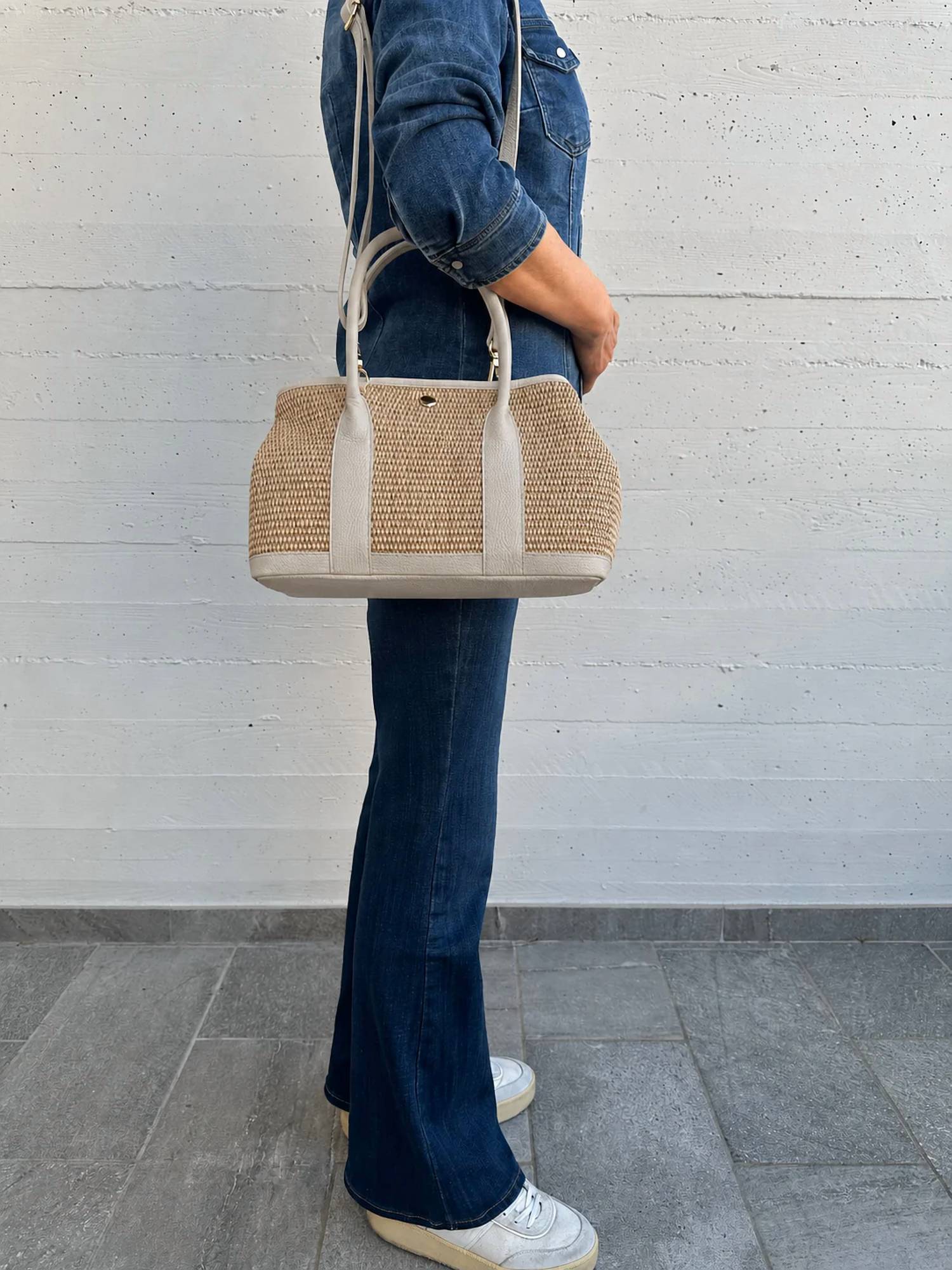 Italian'S Leather - Women's Elise Raffia And Leather Handbag