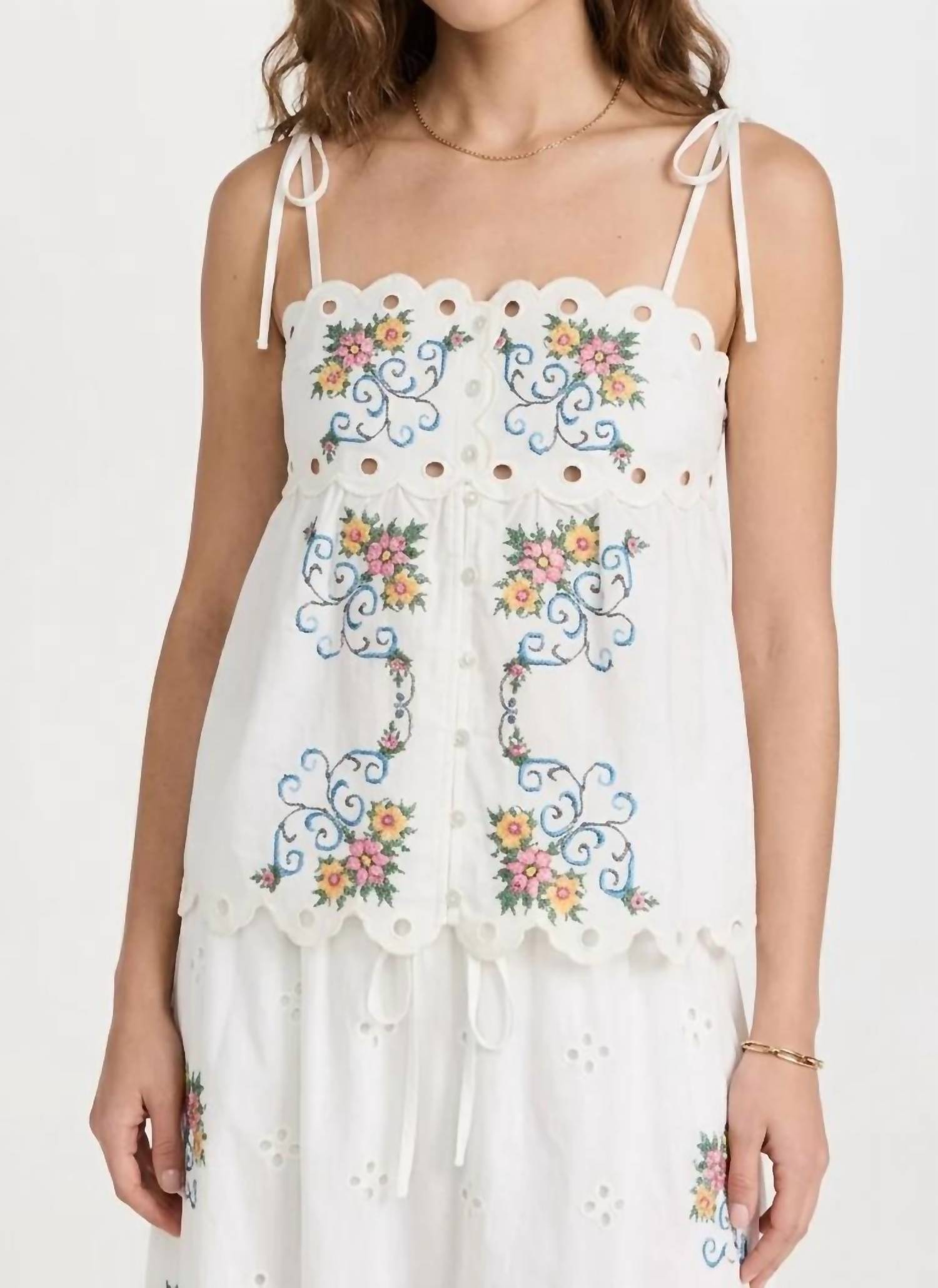 Farm Rio - Anna Scallop Floral Cami Top