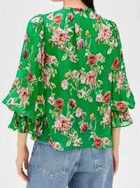 Alice + Olivia - Moranne Tie Neck Ruffle Sleeve Top