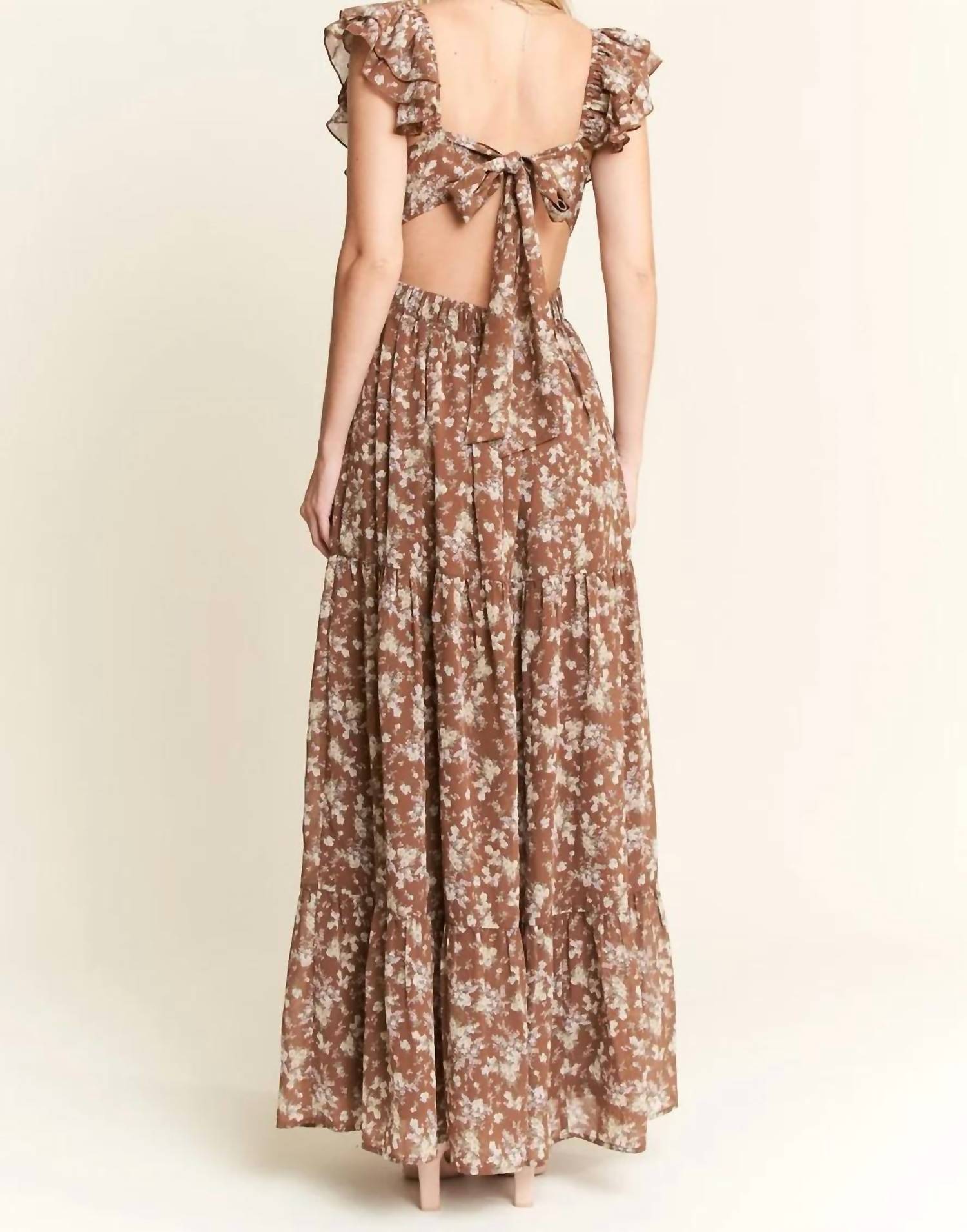 Jade By Jane - Ruffle Sleeve Tiered Maxi Dress