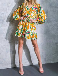 Flying Tomato - Emerald Sunset Surplice Mini Dress