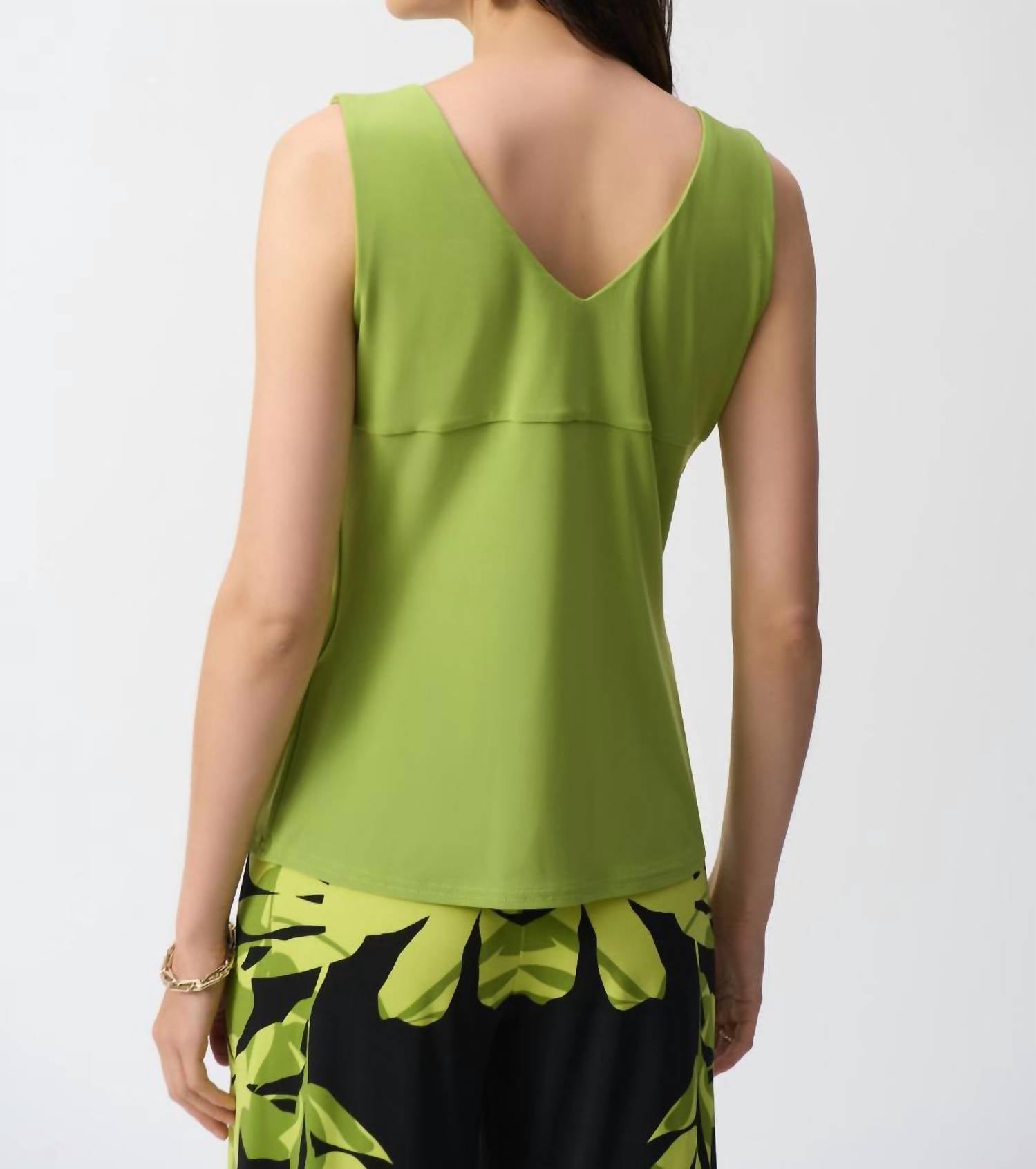 Joseph Ribkoff V Neck Tank Top in greenery - women's tank top - alternate view