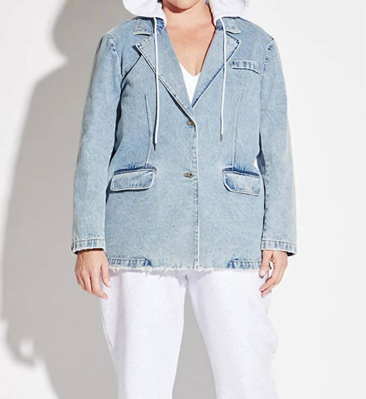 Circular Path - Hooded Denim Blazer
