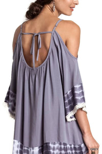 Kori - Tie Dye Cold Shoulder Tunic Dress