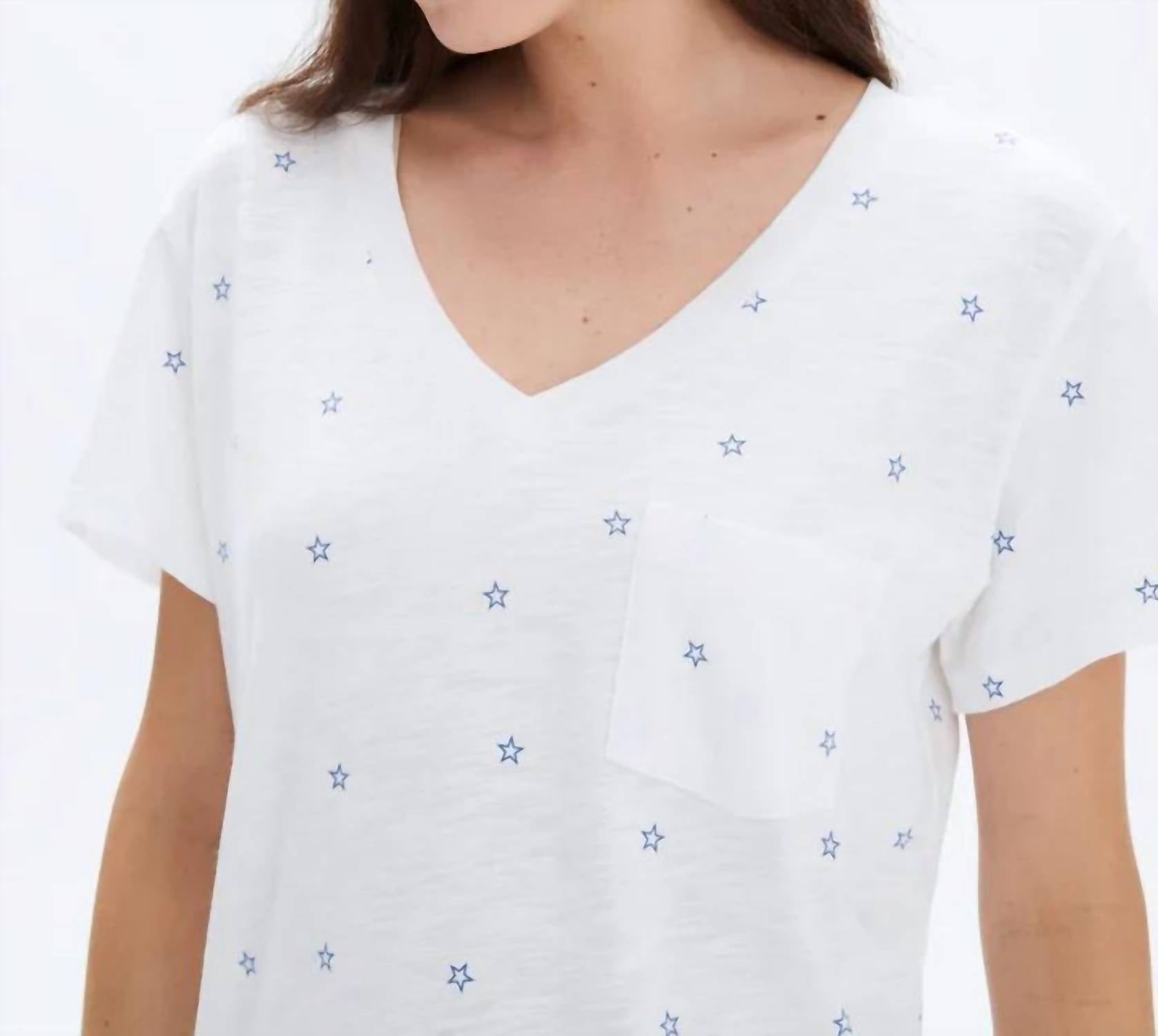 Chrldr - All Over Stars V-neck Wide T-shirt