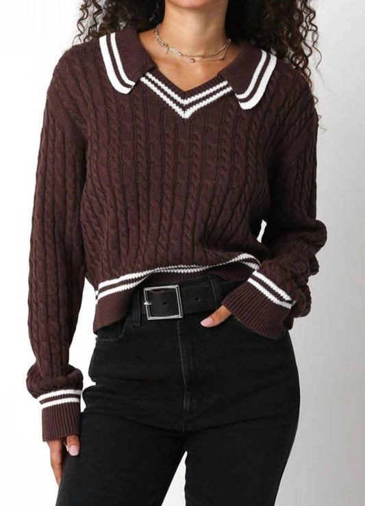 Olivaceous - Collared Stripe Sweater