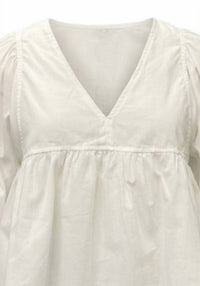 P.CILL Women's Cotton V-neck Blouse in white - women's blouse - detail view