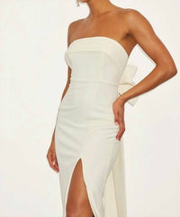 Lulus Fabulous Phenomenon Strapless Bow Midi Dress in white - women's dress - alternate view