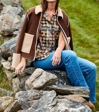 SARA CAMPBELL Rhiannon Shearling Suede Jacket in chocolate - women's jacket - view 12