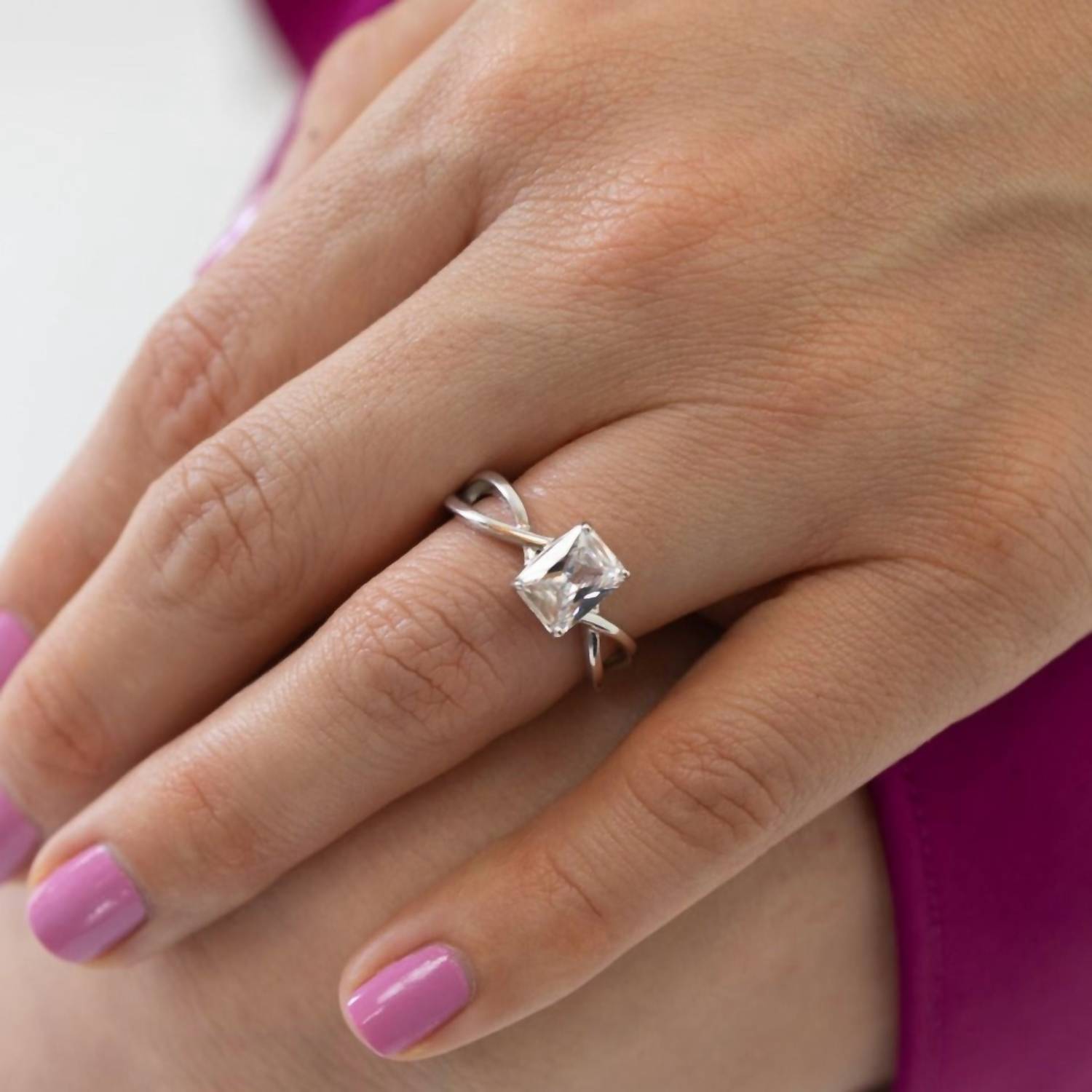 Starlette Women's Halle Engagement Ring in silver - women's jewelry - detail view