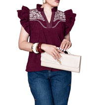 Thml - Women's Flutter Sleeve V-neck Blouse