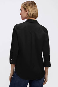Foxcroft - Charlie White Trim 3/4 Sleeve Shirt