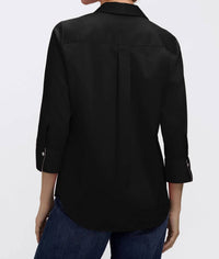 Foxcroft - Charlie White Trim 3/4 Sleeve Shirt