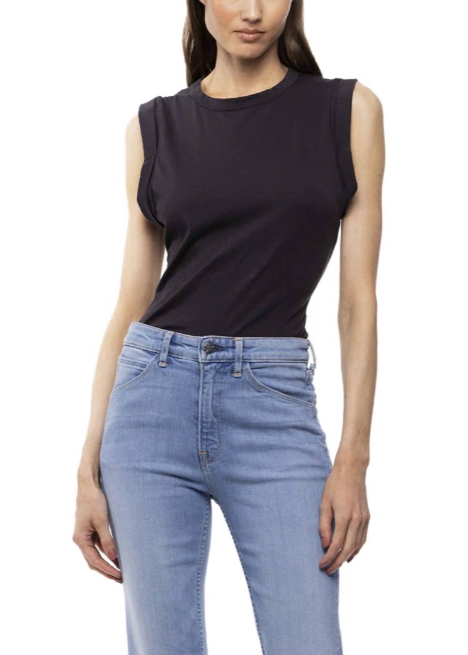 Betro Simone Danny Zuko Muscle Tank Bodysuit in charcoal - women's shirt - alternate view