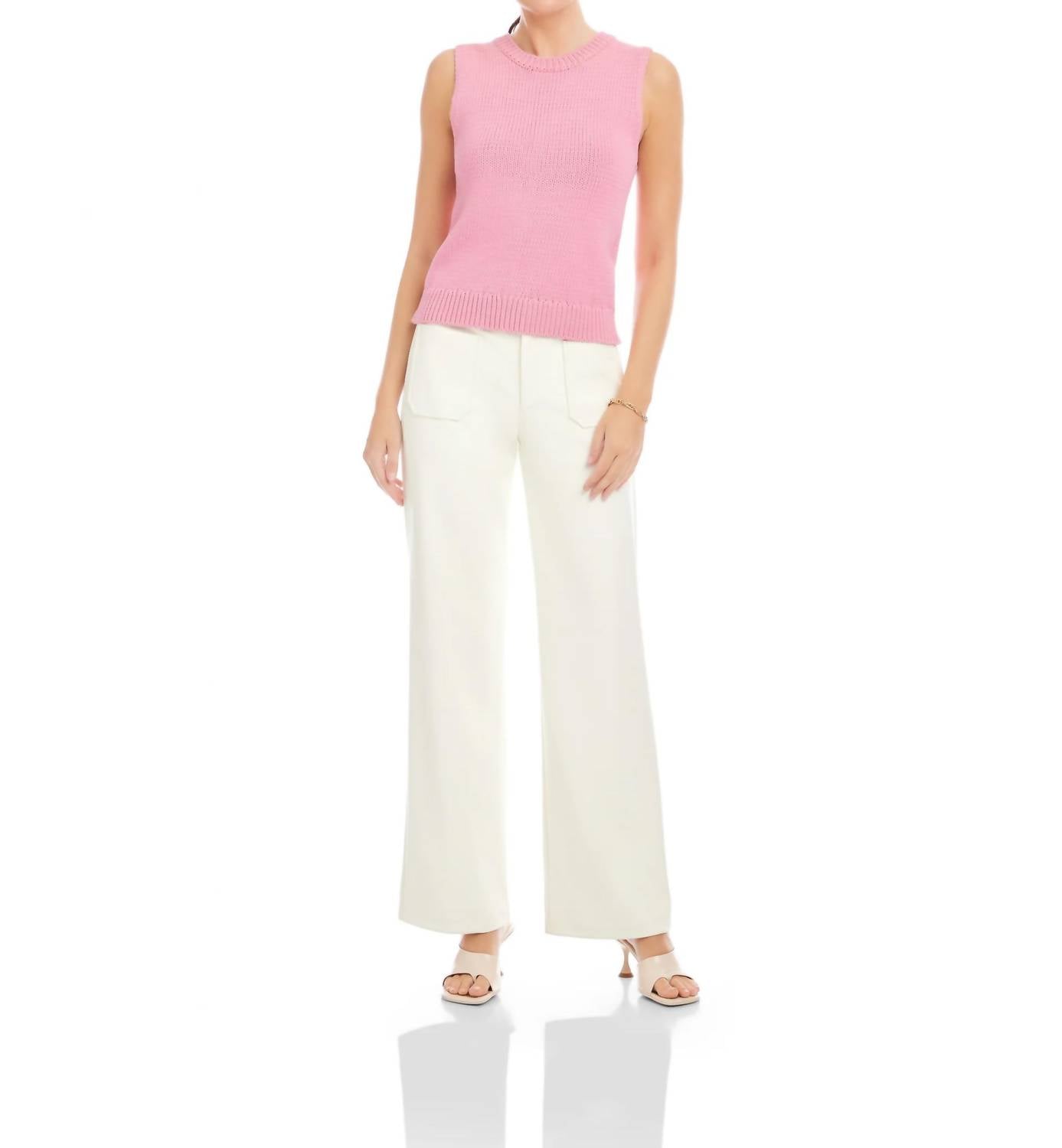 Fifteen Twenty Kimmy Keyhole Sweater Tank in pink - women's sweater