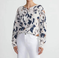 Lafayette 148 - Iridescent Paint Splatter Jacquard V-neck Sweater