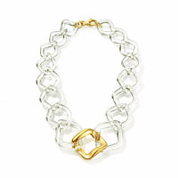 Gold & Honey - Women's Oversized Twisted Link Lucite Necklace
