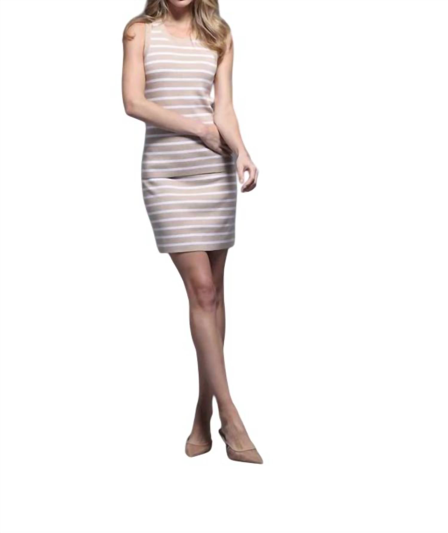 Minnie Rose - Cotton Cashmere Striped Mini Skirt