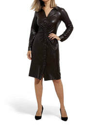 Joseph Ribkoff - FAUX LEATHER RUCHED DRESS