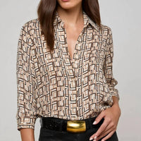 L'Agence - Women's Nina Long Sleeve Geo Print Blouse