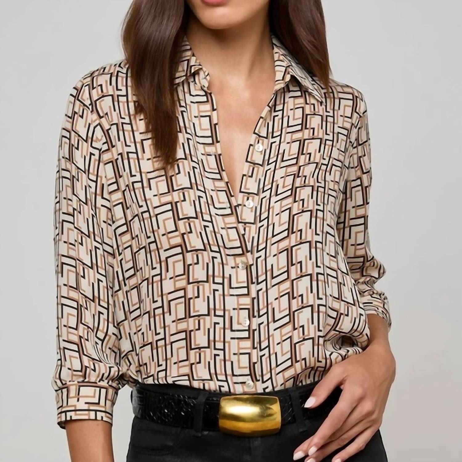 L'Agence - Women's Nina Long Sleeve Geo Print Blouse