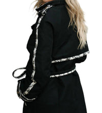 Mable - Tweed Trim Trench Coat Jacket